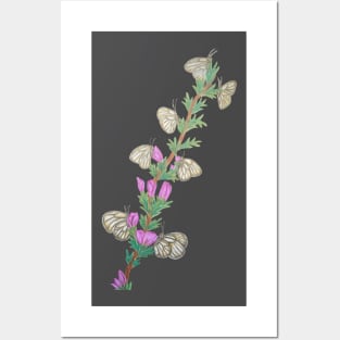 White Butterflies With Purple Flowers Posters and Art